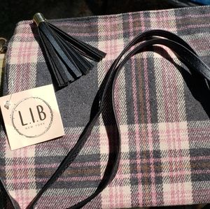 L.I.B. NEW YORK new flannel plaid Crossbody purse clutch bag